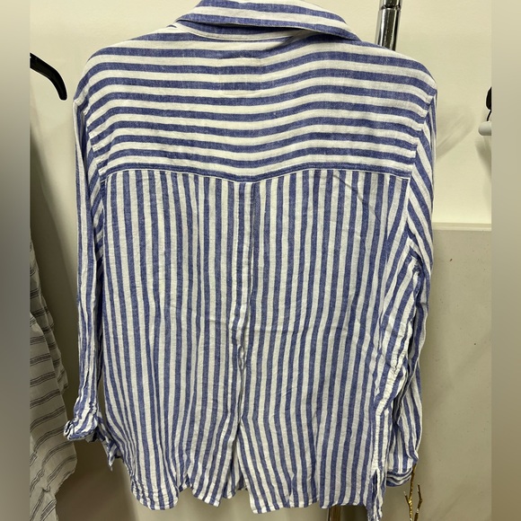 Rails Size Large Blue and White Button Down Linen - Picture 4 of 6
